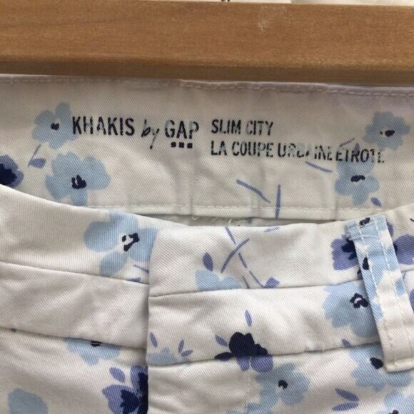 GAP Khakis crop ankle pants slim city white and blue liberty floral chino Pixi 8 - Picture 3 of 14